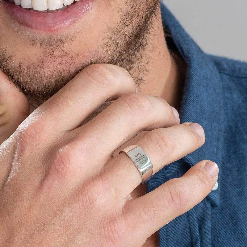 Men's Signet Ring in Silver - Monogram Engraving-1 product photo