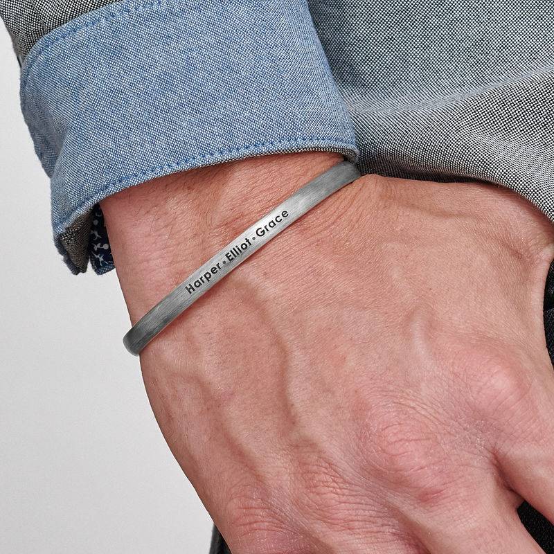 Men's Silver Thin Cuff Bracelet-3 product photo