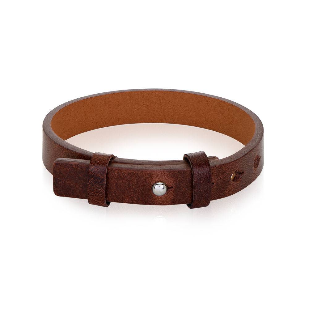 Men's Total Brown Leather Name Bracelet-1 product photo