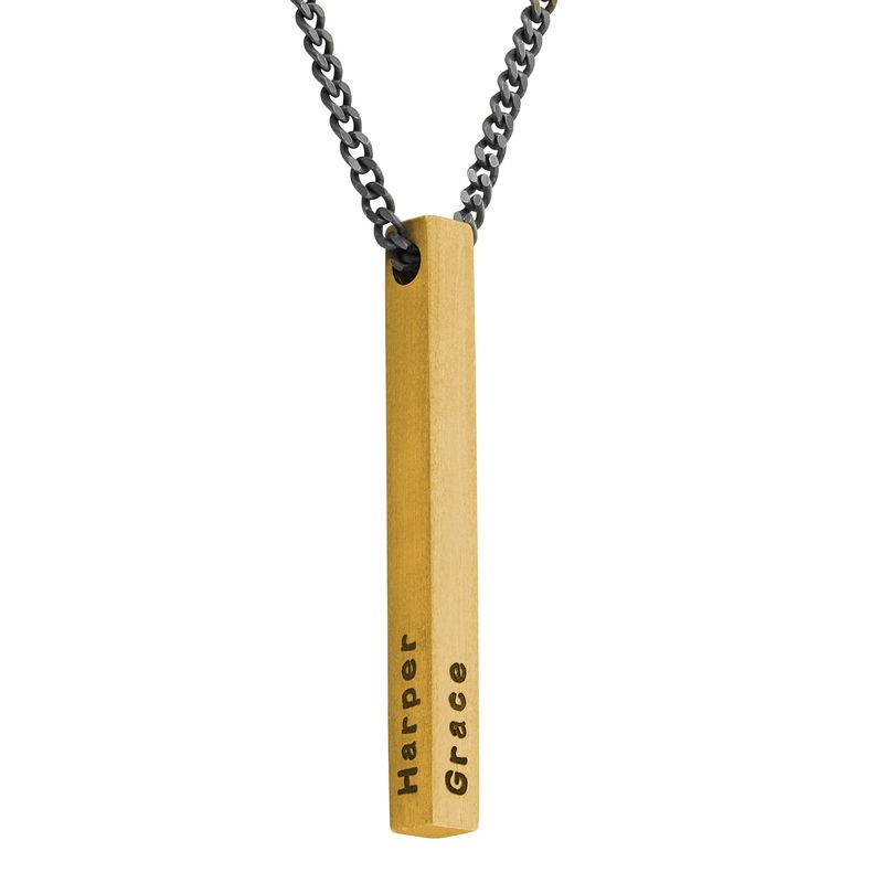 Men 3D Bar Necklace in 18ct Gold Plating product photo