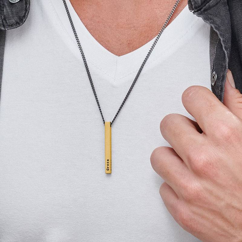 Men 3D Bar Necklace in Gold Plated-5 product photo