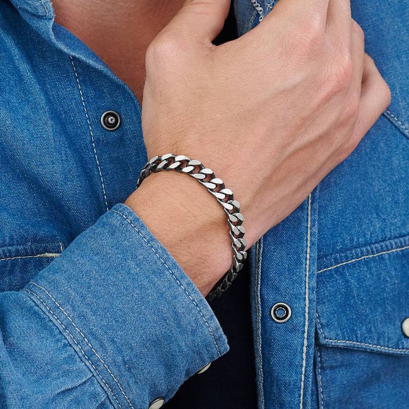 Men Curb Chain Bracelet in Sterling Silver-3 product photo