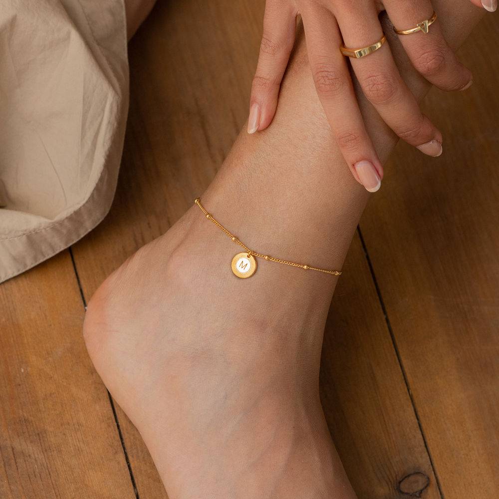 Mini Rayos Initial Bracelet / Anklet in 18ct Gold Vermeil-1 product photo