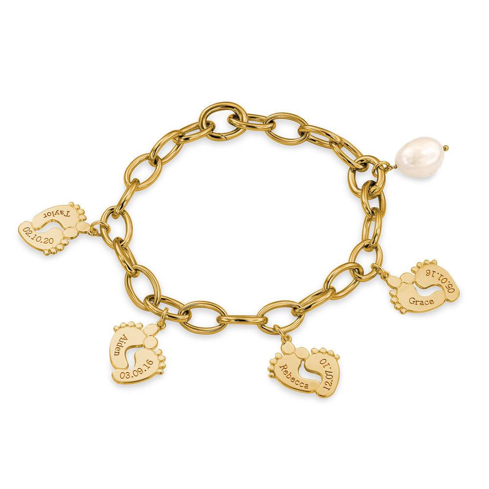 Mom Bracelet with Baby Feet Charms in Gold Plating product photo