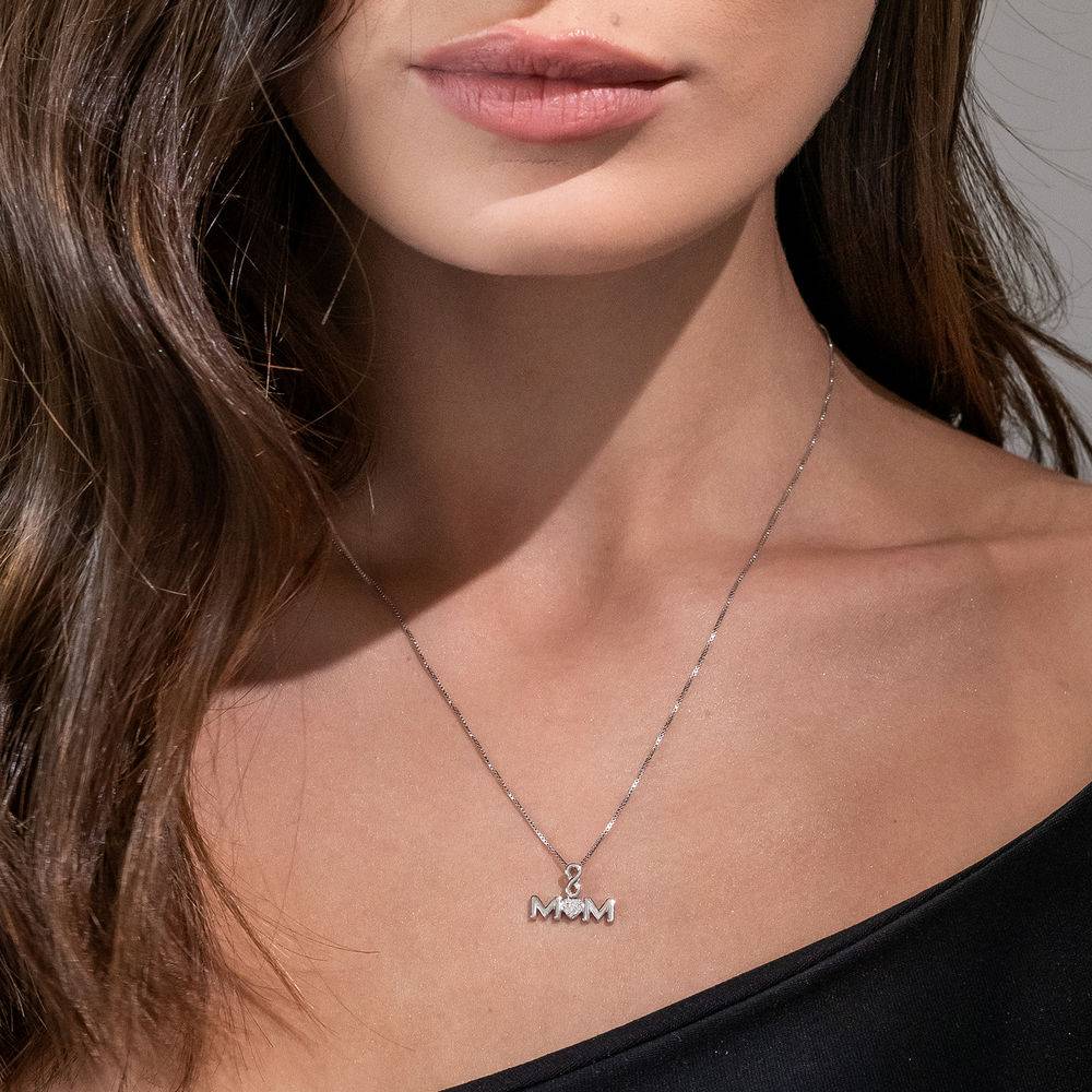 Mom Infinity Love Necklace in Sterling Silver with Diamonds-4 product photo