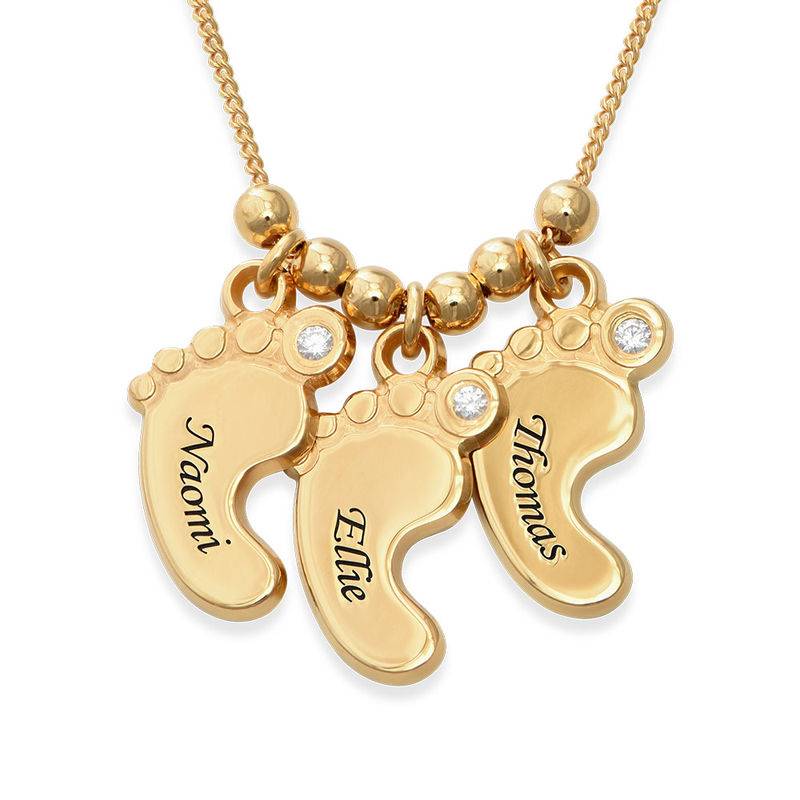 Mum Jewellery – Baby Feet Necklace with Diamonds in 18ct Gold Plating product photo