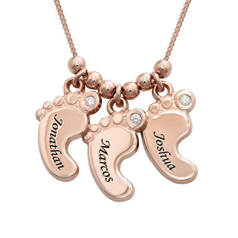 Mum Jewellery - Baby Feet Necklace Rose Gold Plated with Diamonds product photo