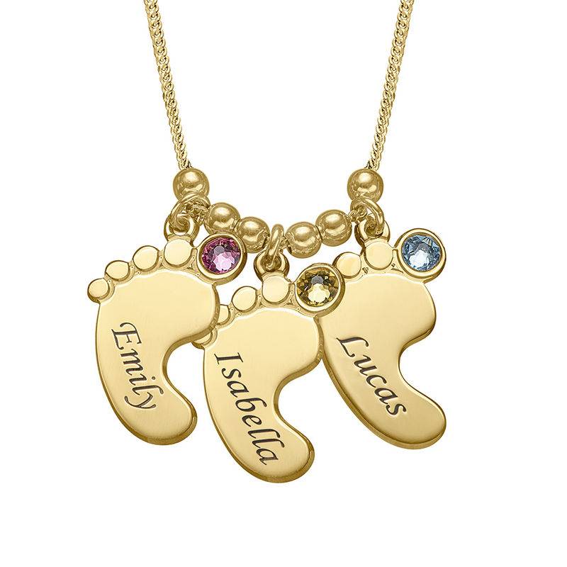 Mutterschmuck - Vergoldete Babyfuß Halskette mit Gravur Produktfoto