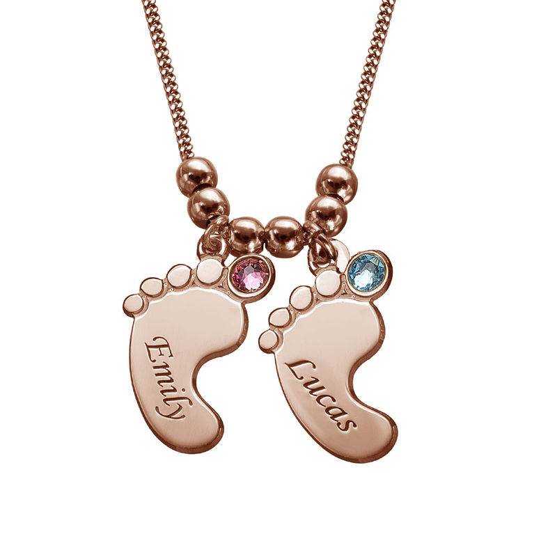 Mom Jewelry - Baby Feet Necklace with Rose Gold Plating product photo