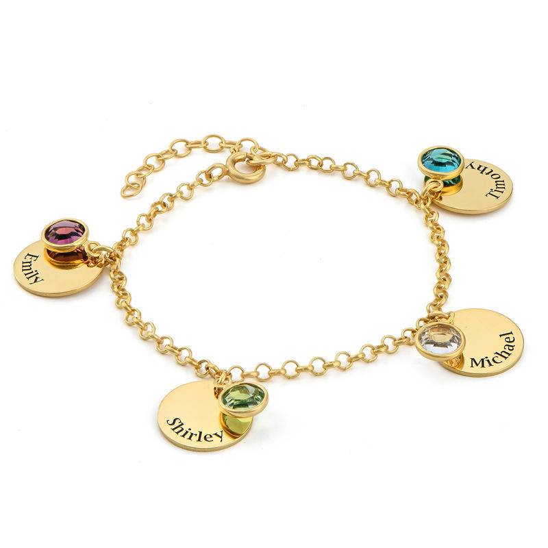 Mum Personalised Charms Bracelet with Birthstone Crystals in 18ct Gold Plating-3 product photo
