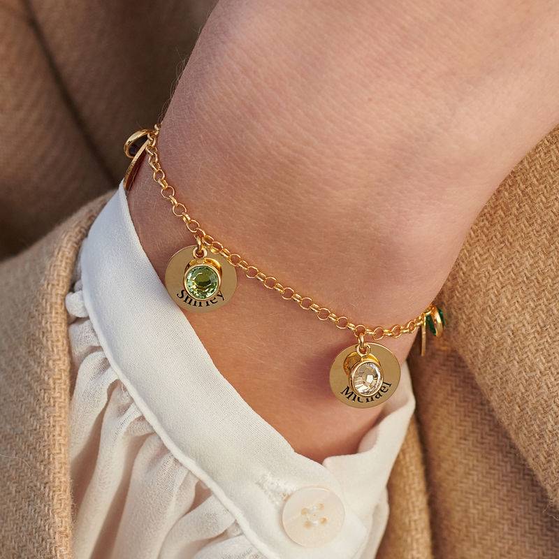 Mum Personalised Charms Bracelet with Birthstone Crystals in 18ct Gold Plating-1 product photo