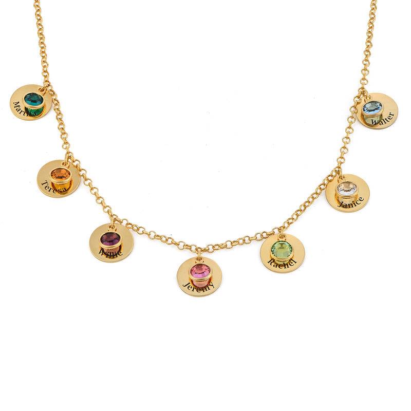 Mum Personalised Charms Necklace with Birthstone Crystals in Gold Plating-3 product photo
