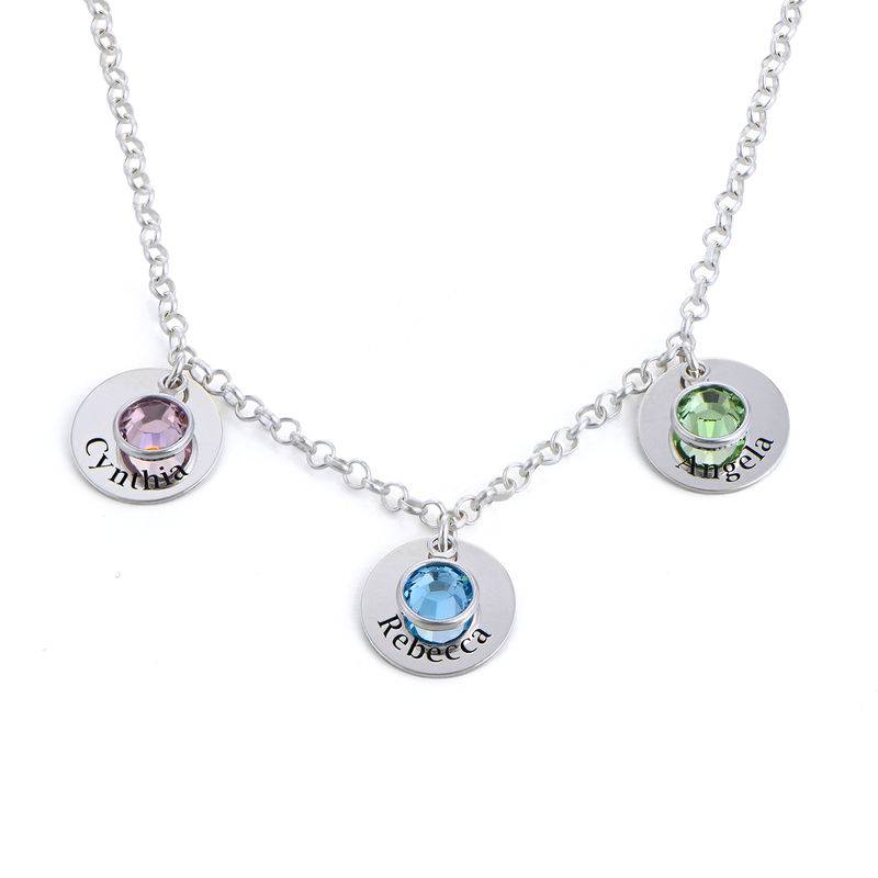 Mum Personalised Charms Necklace with Crystals in Sterling Silver-1 product photo