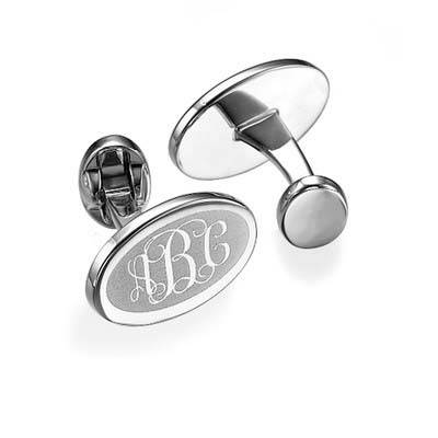 Engraved Cufflinks with Monogram Initials in Sterling Silver-1 product photo