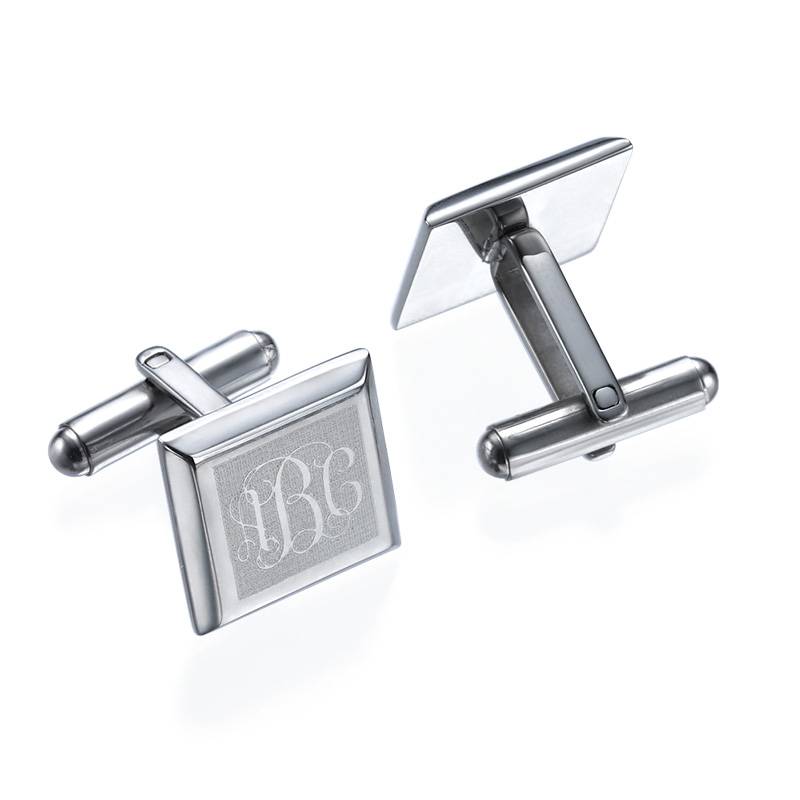 Monogrammed Cufflinks in Stainless Steel-1 product photo