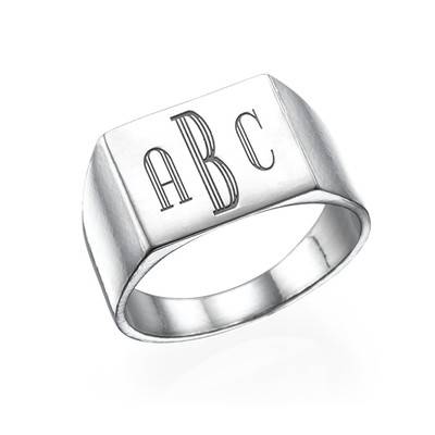 Monogrammed Signet Ring in Silver-3 product photo
