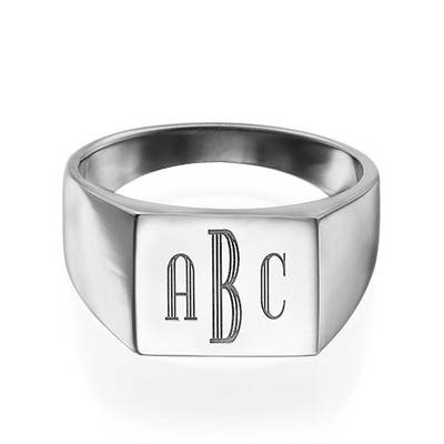 Monogrammed Signet Ring in Silver-1 product photo