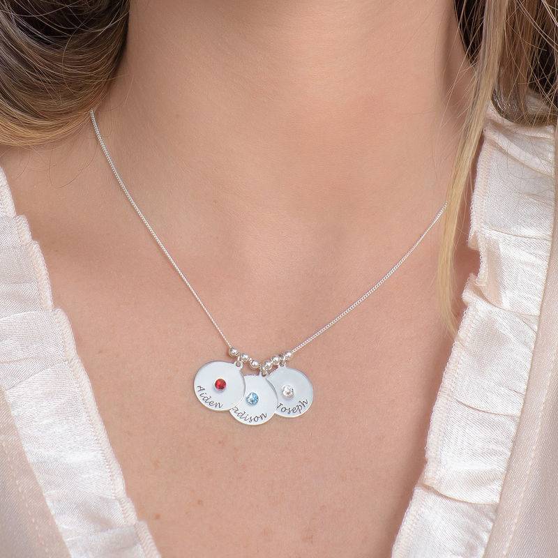 Mother's Disc and Birthstone Necklace in Sterling Silver-4 product photo