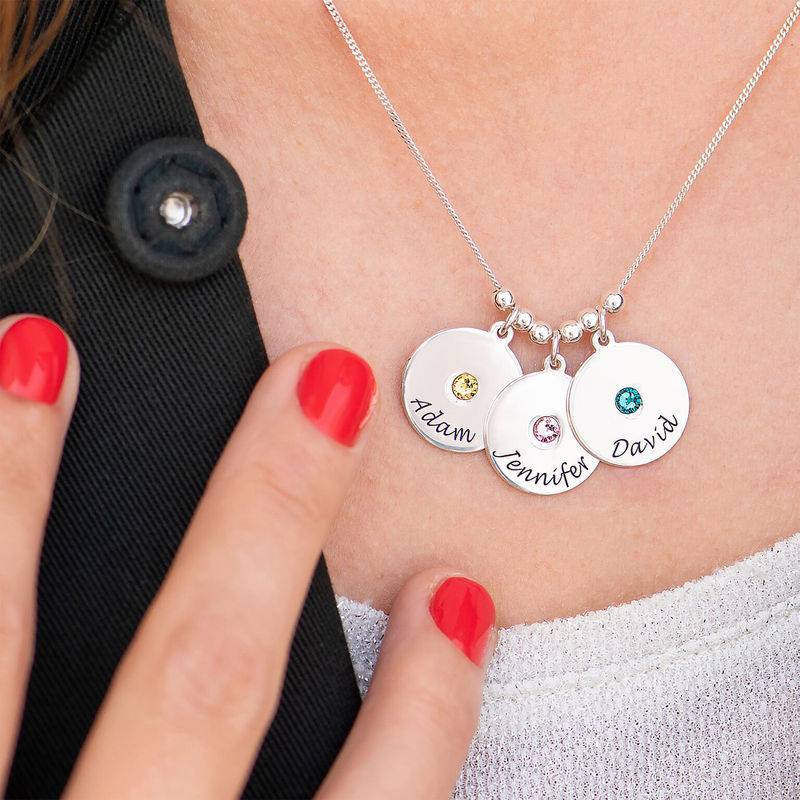 Mother's Disc and Birthstone Necklace in Sterling Silver-3 product photo
