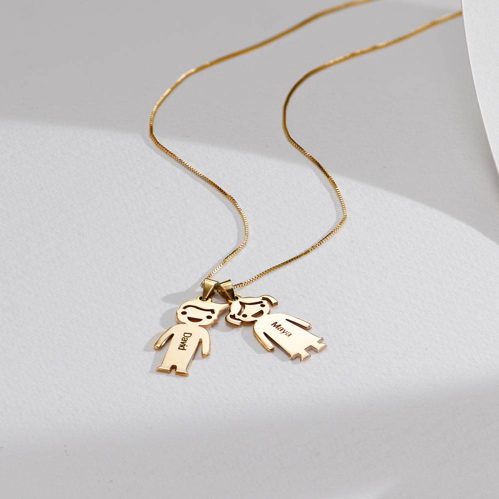 Mother's Necklace with Children Charms in 10ct gold-3 product photo