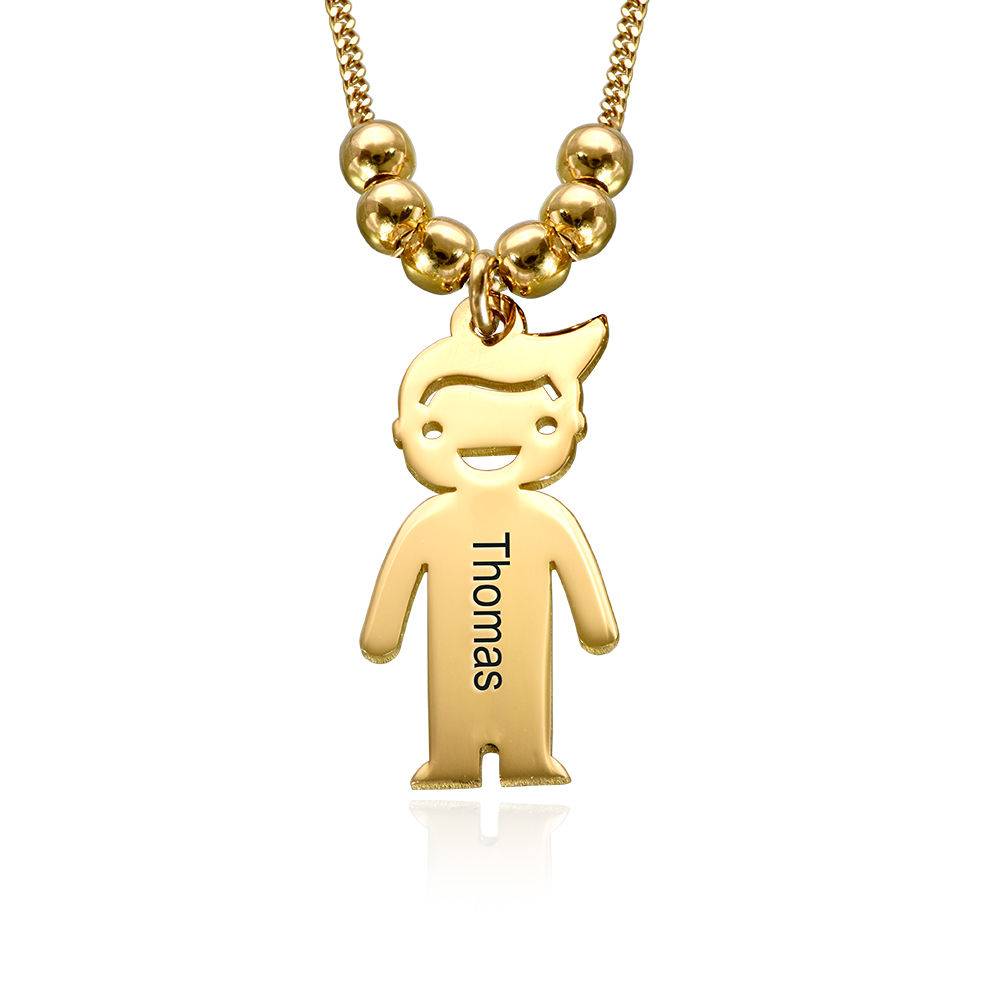 Mum Necklace with Engraved Kids Charms in 18ct Gold Plating product photo