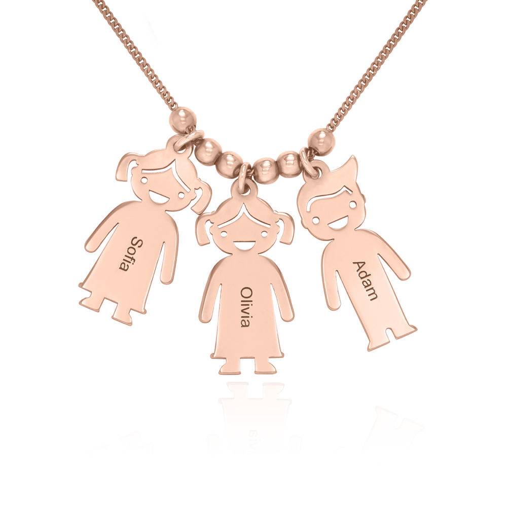 Mother's Necklace with Engraved Children Charms - Rose Gold Plated product photo