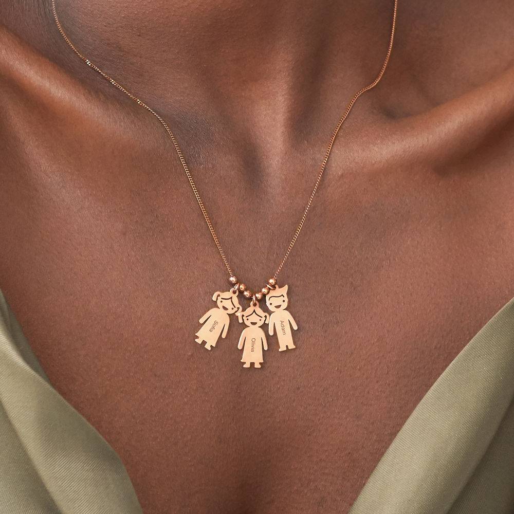 Rose Gold Plated Mother’s Necklace with Children Charms-1 product photo