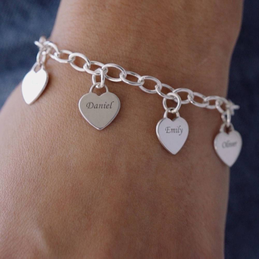 Link Bracelet with Heart Charms in Sterling Silver-2 product photo