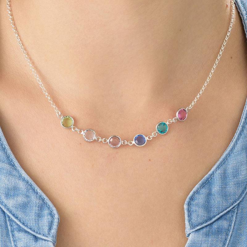 Mother's Birthstone Necklace in Silver-3 product photo