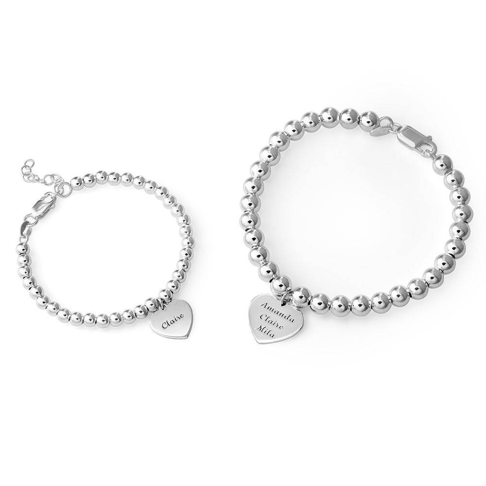 Mother Daughter Heart Bracelets Set in Sterling Silver product photo