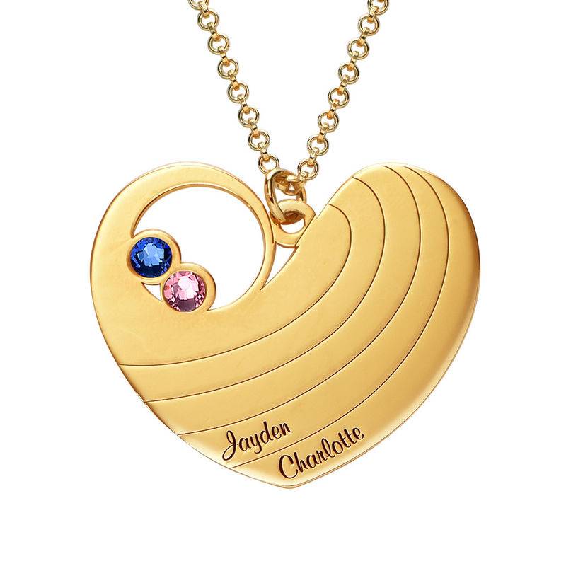 Mother Heart Necklace with Birthstones in Gold Plating-1 product photo