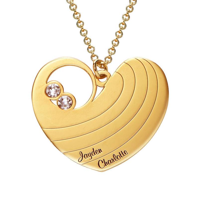 Mother Heart Necklace with Birthstones in 18ct Gold Plating-3 product photo