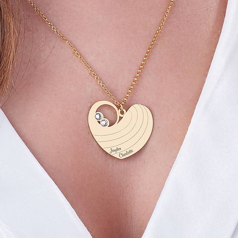 Mother Heart Necklace with Birthstones in Gold Plating-2 product photo
