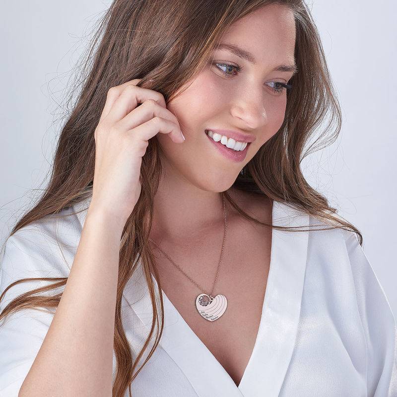 Mother Heart Necklace with Birthstones in 18ct Rose Gold Plating-1 product photo