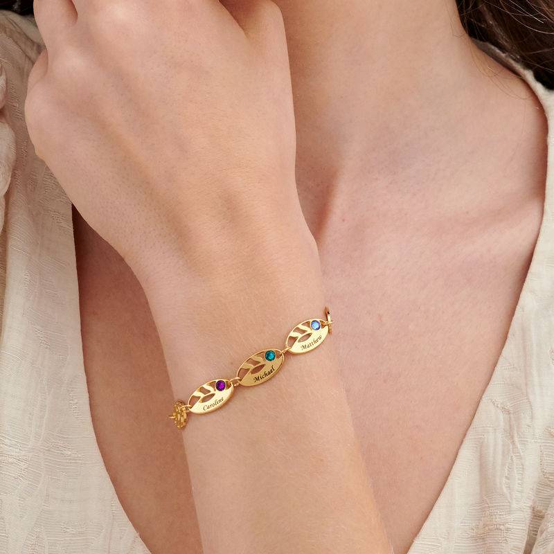 Mother Leaf Bracelet with Engraving in 18ct Gold Vermeil-1 product photo