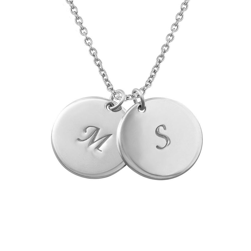 Personalised Disc Pendant Initial Necklace in Sterling Silver product photo