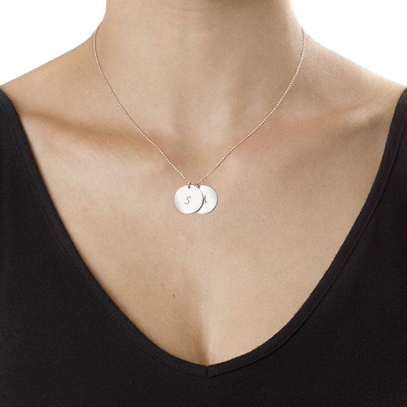 Personalised Disc Pendant Initial Necklace in Sterling Silver-1 product photo