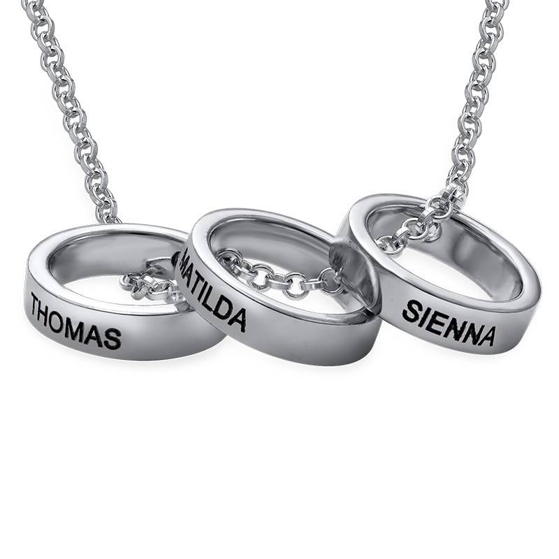 Mother Ring Necklace with Engraving in Sterling Silver-4 product photo