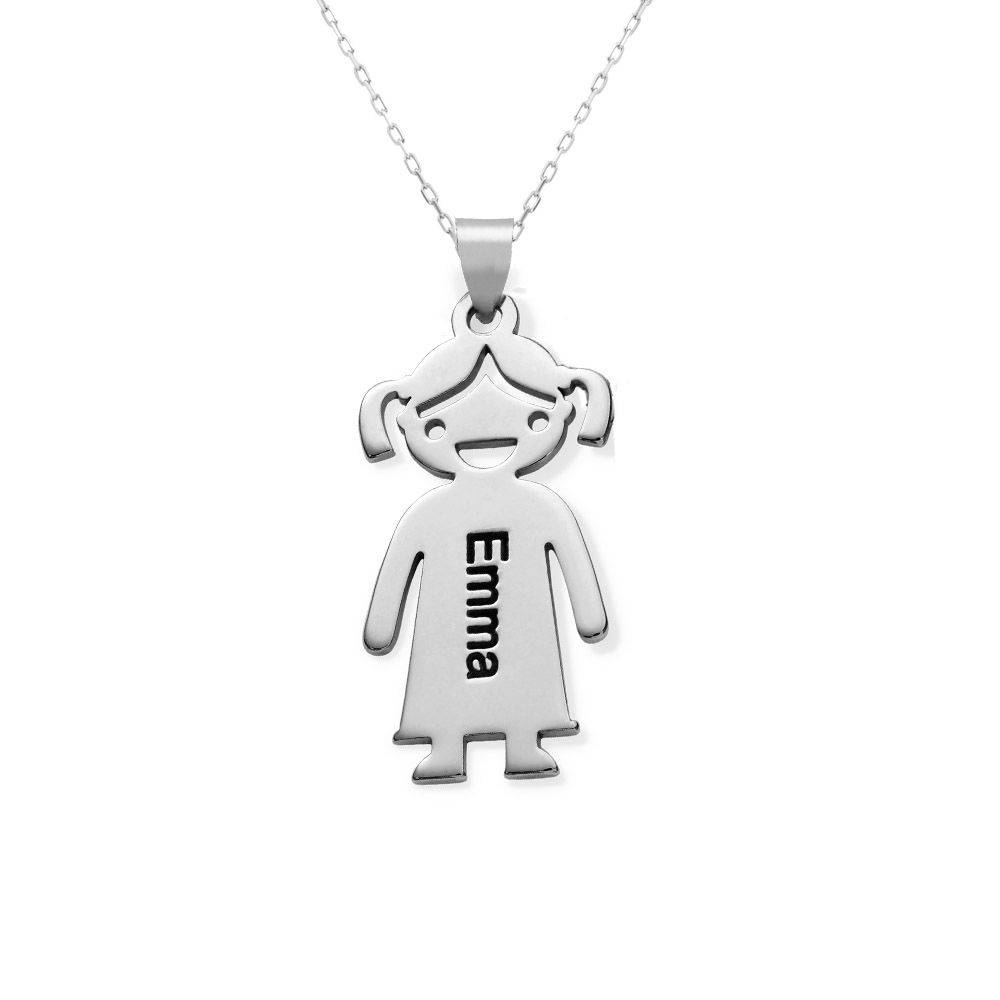 Mother’s Necklace with Children Charms in 10ct White Gold-1 product photo