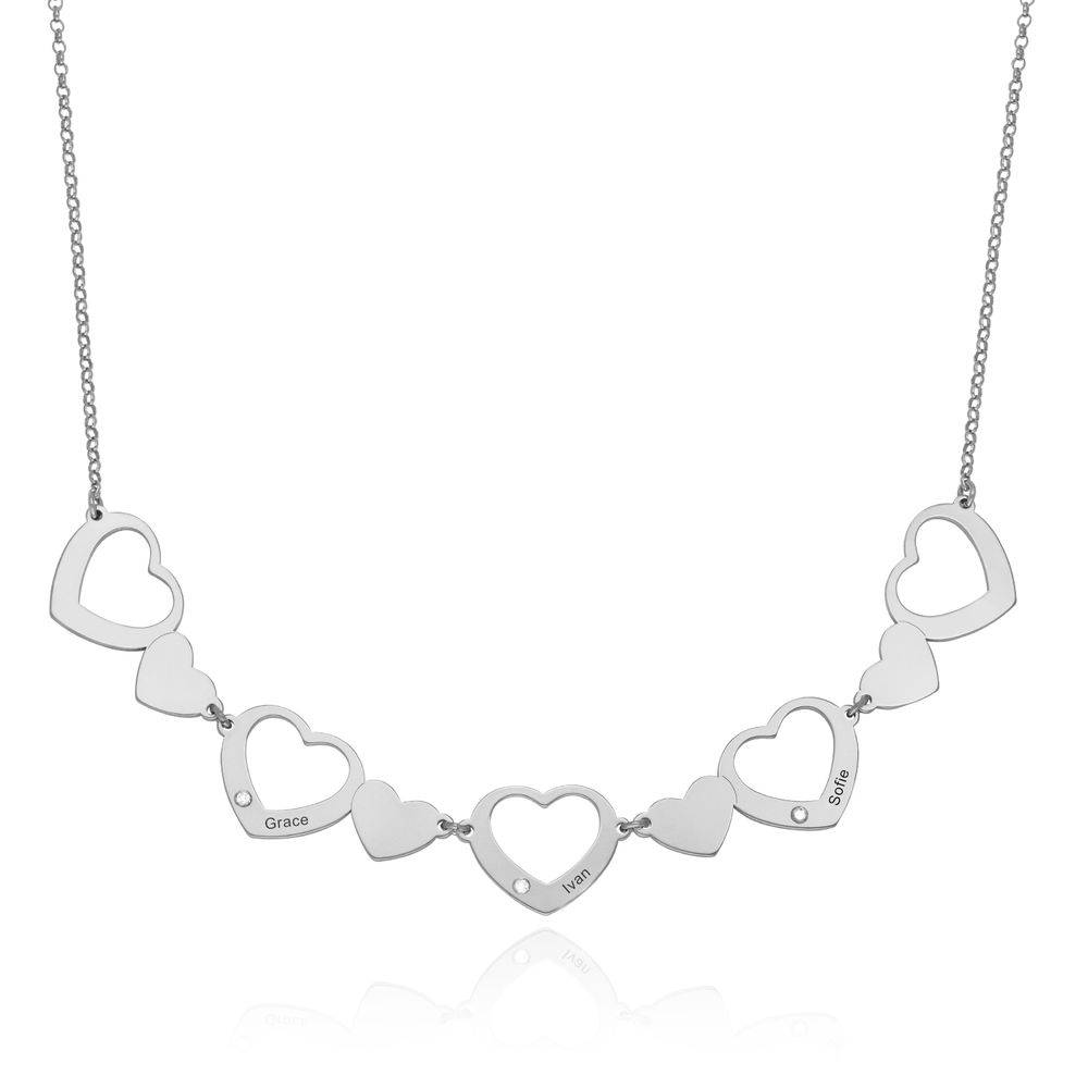 Multi-Heart Diamond Necklace in Sterling Silver-1 product photo