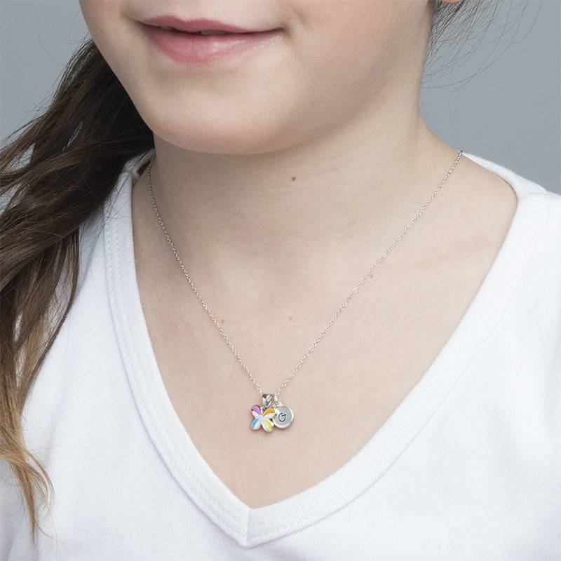 Multicolor Butterfly Pendant Necklace for Kids- Sterling Silver 925 product photo
