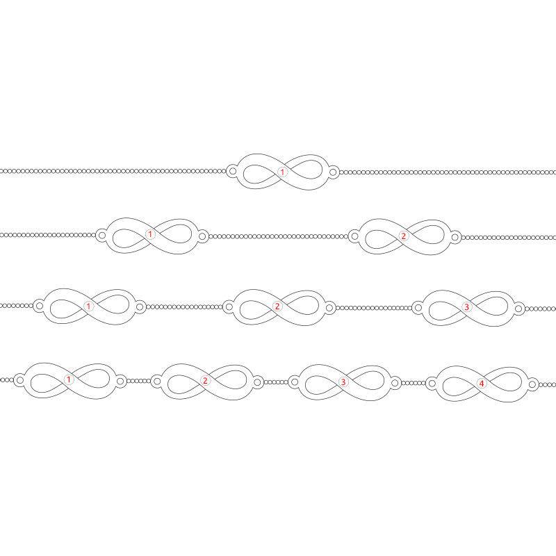 Vergulde armband met meerdere infinity-symbolen in roségoud verguld zilver-4 Productfoto