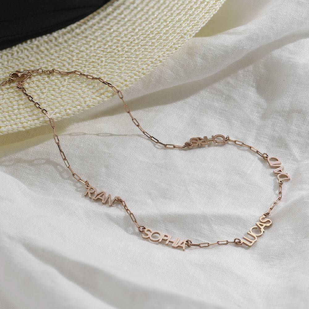 Modern Multi Name Necklace in 18ct Rose Gold Plating product photo