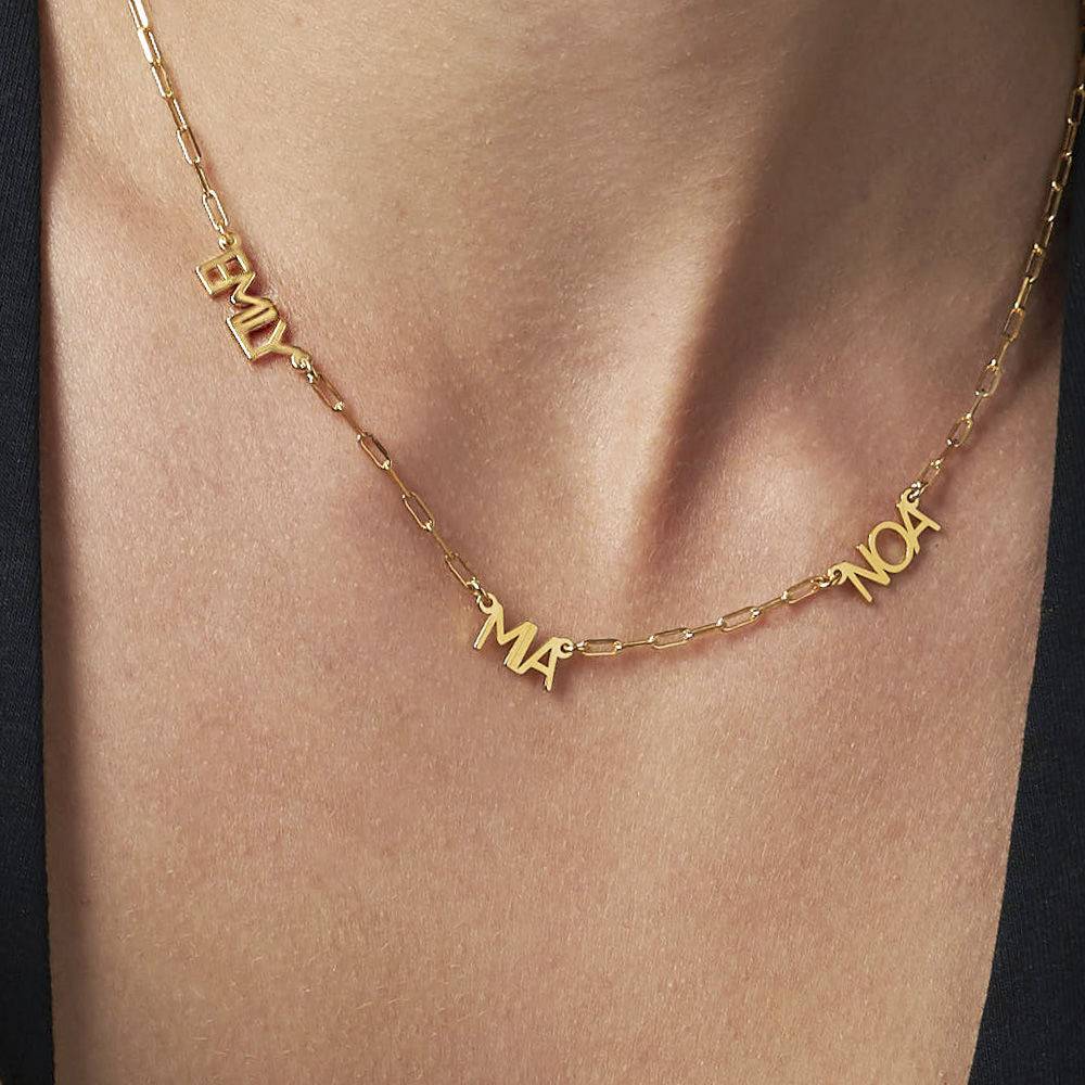 Modern Multi Name Necklace in 18ct Gold Plating-4 product photo
