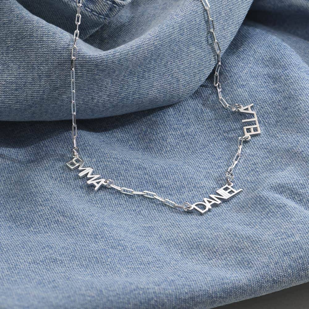 Modern Multi Name Necklace in Sterling Silver product photo