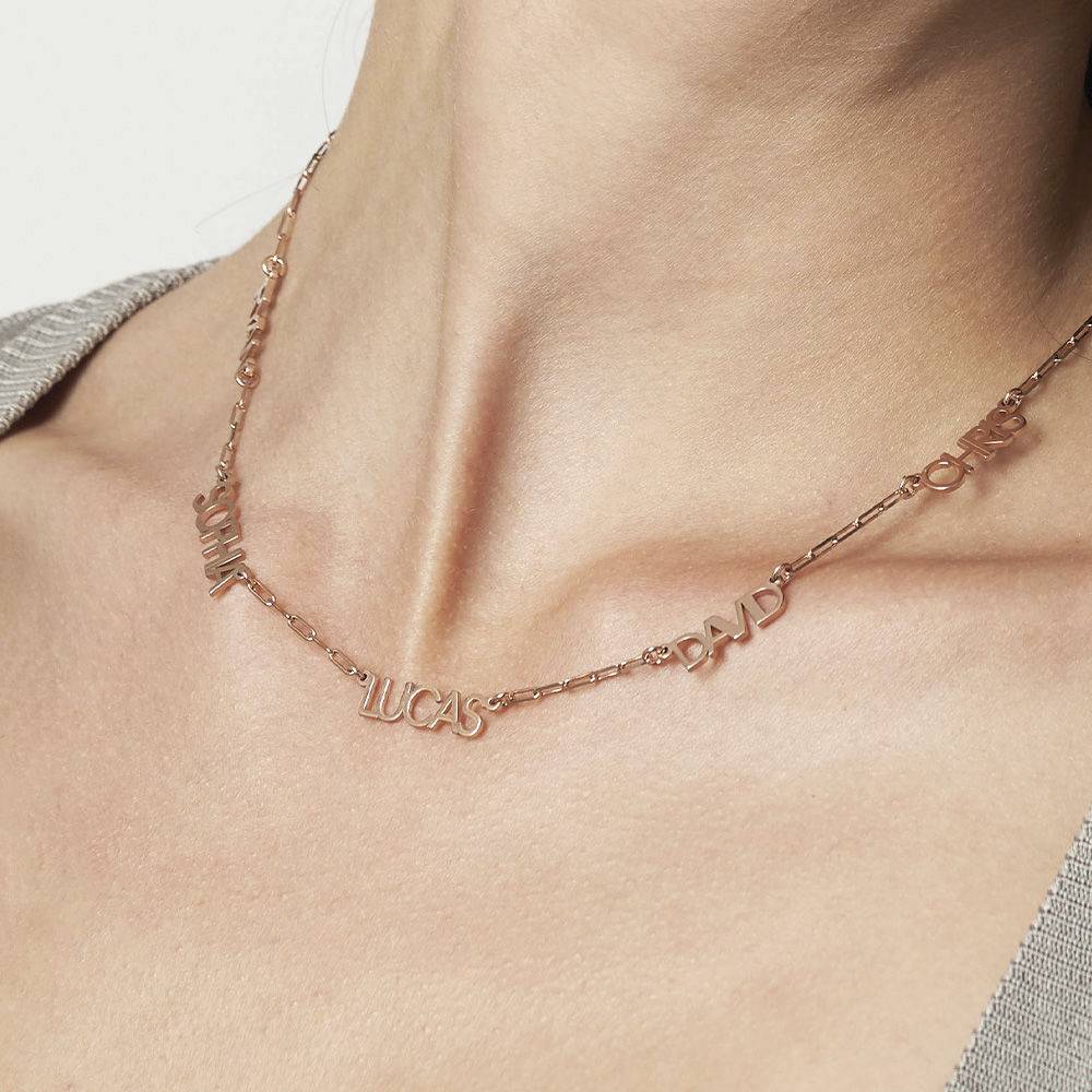 Modern Multi Name Necklace in 18ct Rose Gold Plating-2 product photo