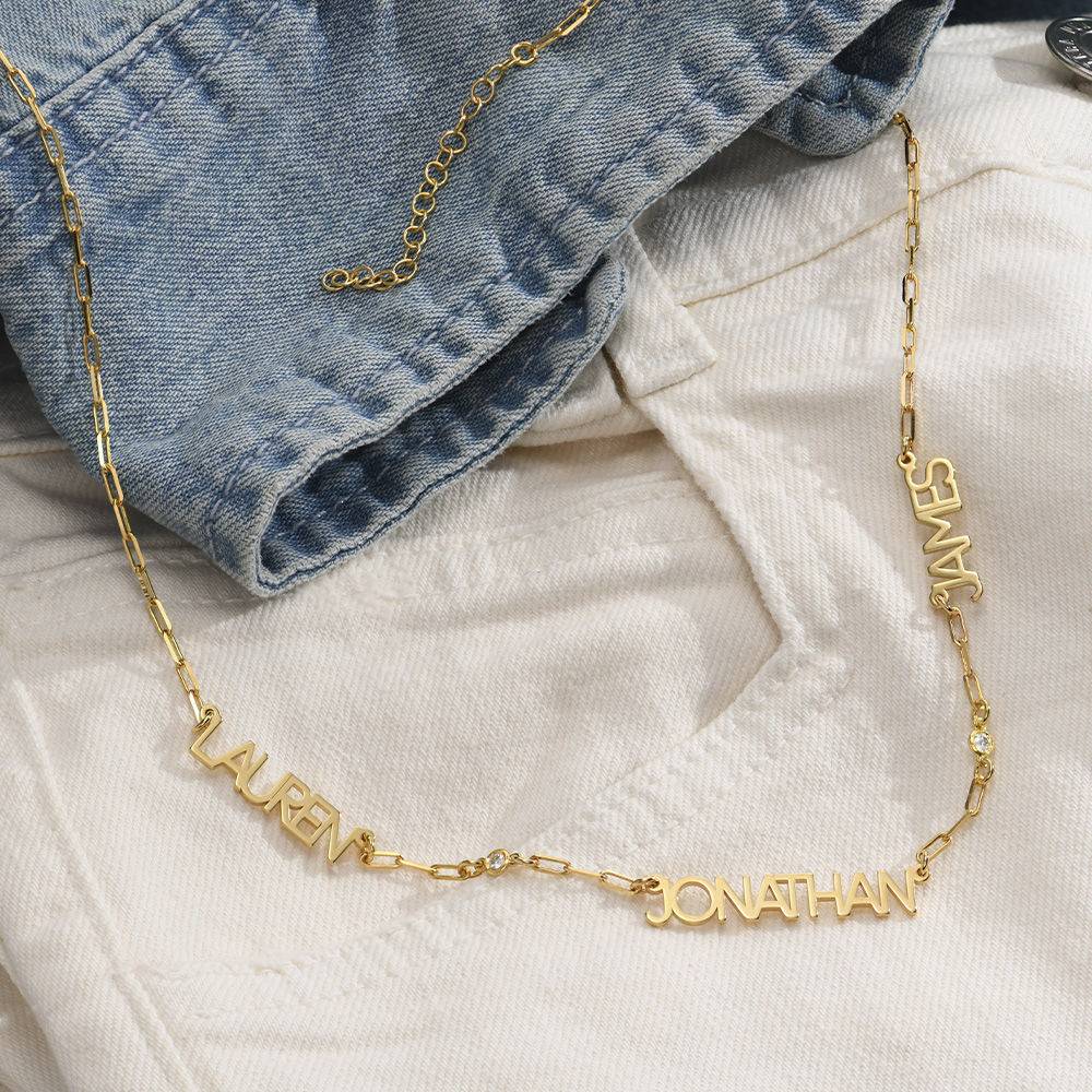 Modern Multi Name Necklace with Diamond in 18ct Gold Vermeil product photo