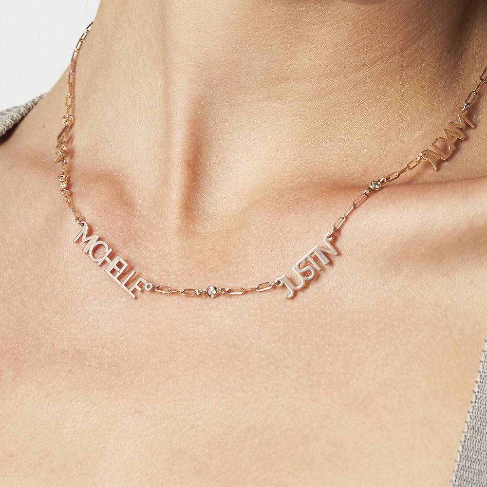 Modern Multi Name Necklace with Diamond in 18ct Rose Gold Plating-2 product photo