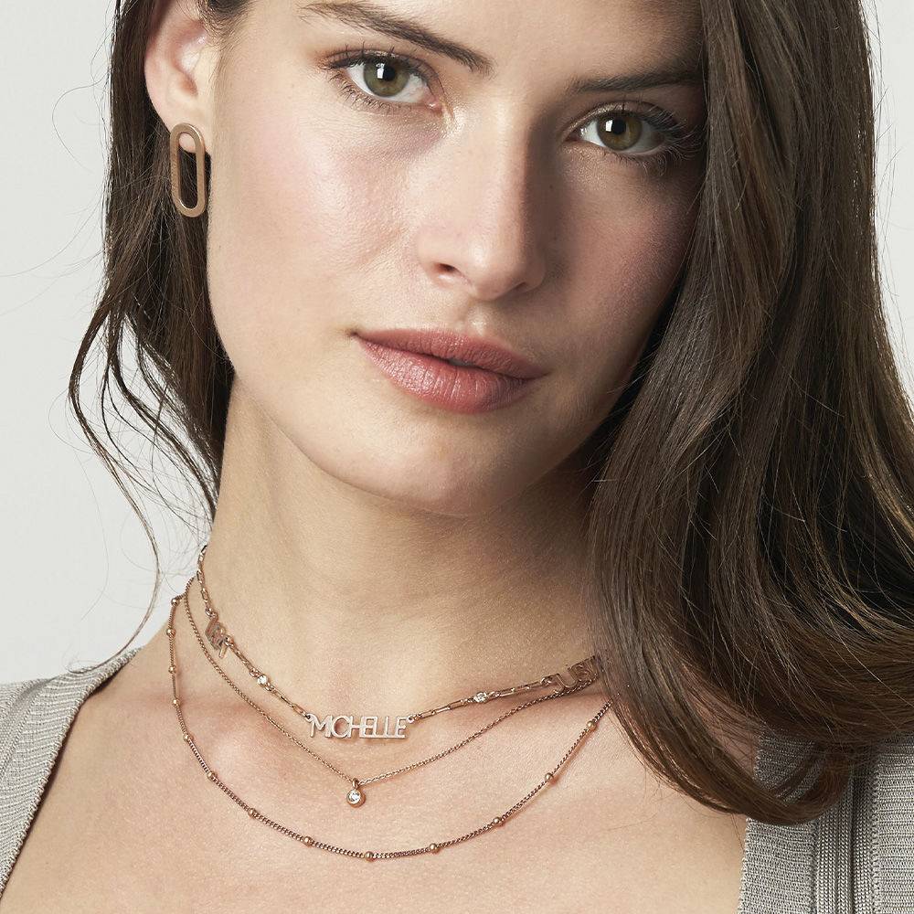 Modern Multi Name Necklace with Diamond in 18ct Rose Gold Plating-5 product photo