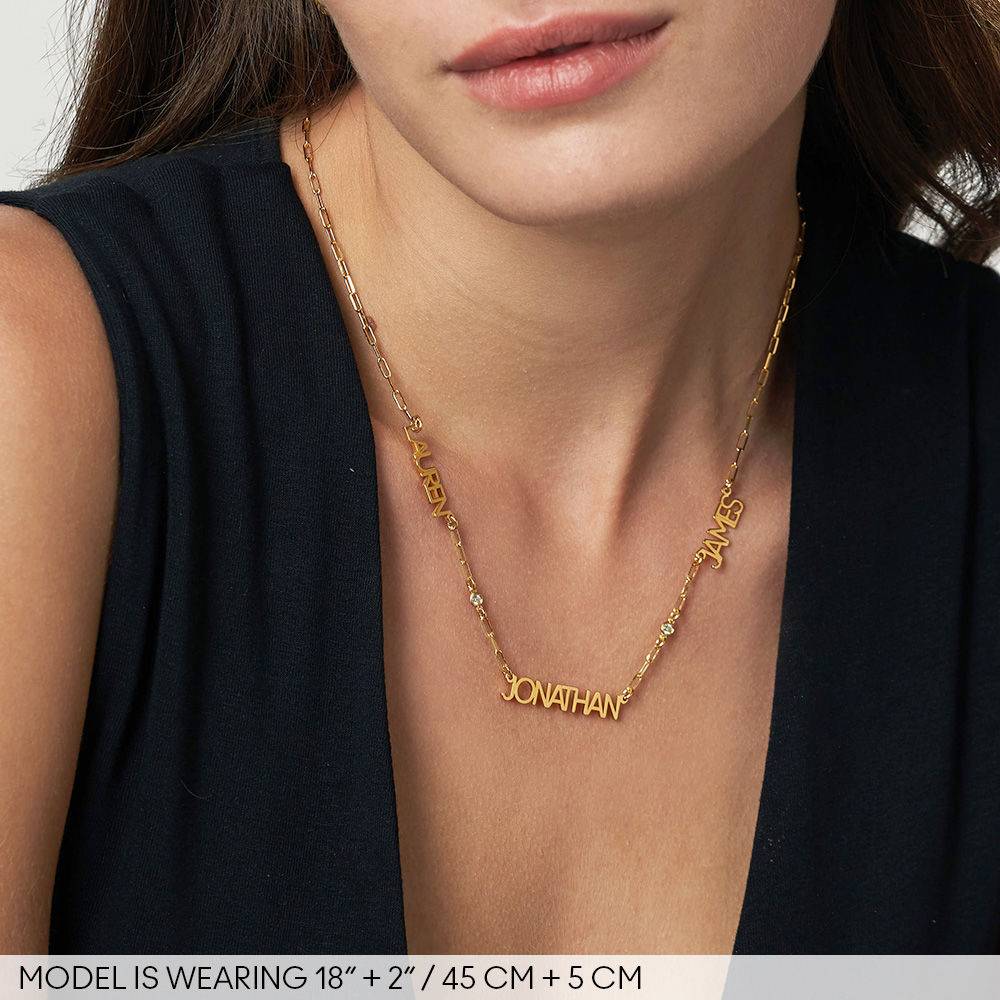 Modern Multi Name Necklace with Diamond in 18ct Gold Plating  product photo